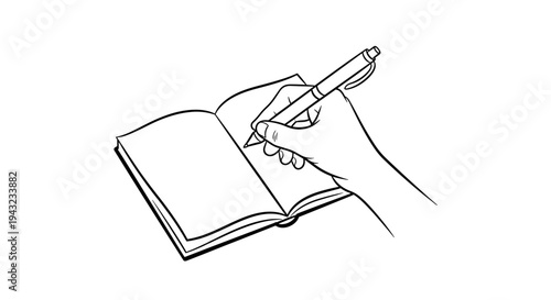 Hand Writing In Open Notebook With Pen