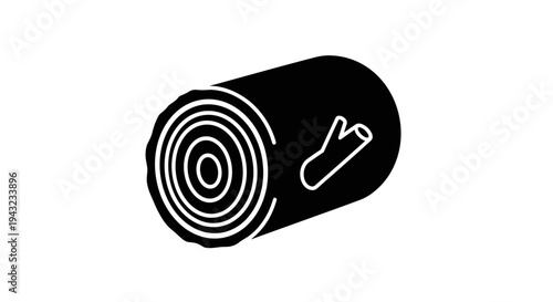 Black and White Icon of a Log