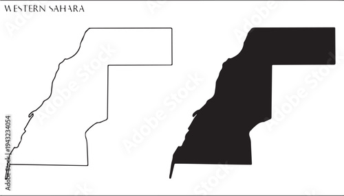 Western Sahara map outline and silhouette graphic representation for cartographic and geographic purposes