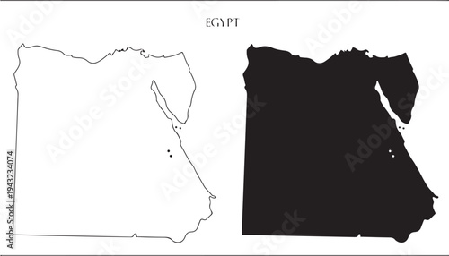 Egypt outline map in black and white with dot markers, representing geographical locations within the country.