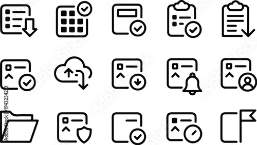 Checkbox Check-In Typography Silhouette Icon Pack Check-In Box Collection Silhouette Icon Set