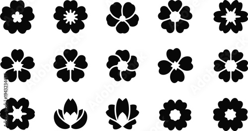 Black and white floral flowers silhouettes 4