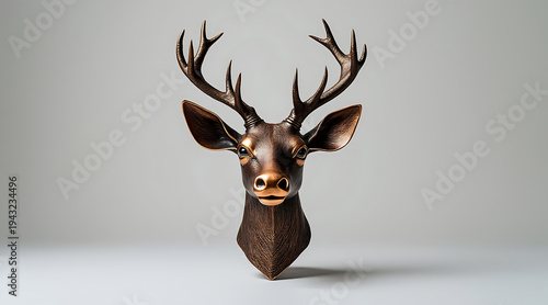 Wallpaper Mural Copper deer head sculpture, handcrafted copper deer head sculpture, metallic deer bust, wall mounted stag head, bronze finish antler decor Torontodigital.ca