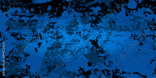 Black cobalt blue concrete wall surface. Grunge texture background. Close-up. Paint. Crack old rough broken damaged crumbled. Dark light. Building facade exterior. EPS 10