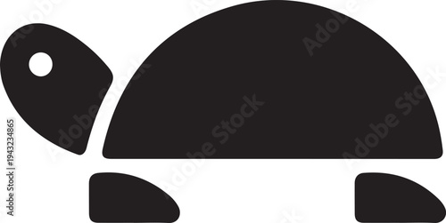 Minimalist black turtle with shell, head, and flippers