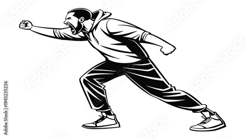 Vector illustration of aggressive man shouting, determination and energy illustration