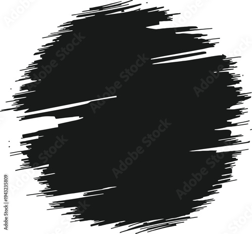 Black brush stroke circle on white background