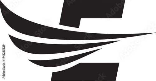 Sleek black curved lines and geometric shapes forming an abstract curves