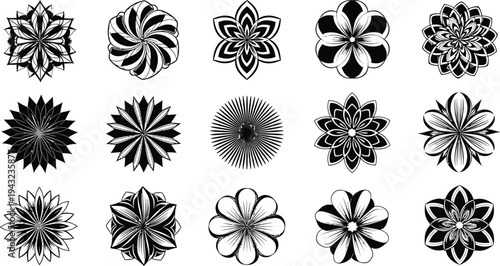 Black and white floral mandala mandalas flowers geometric patterns