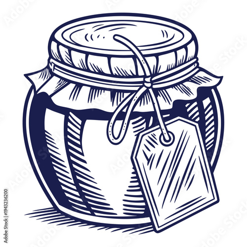 Vector illustration of jar with a tag, hand-drawn illustration