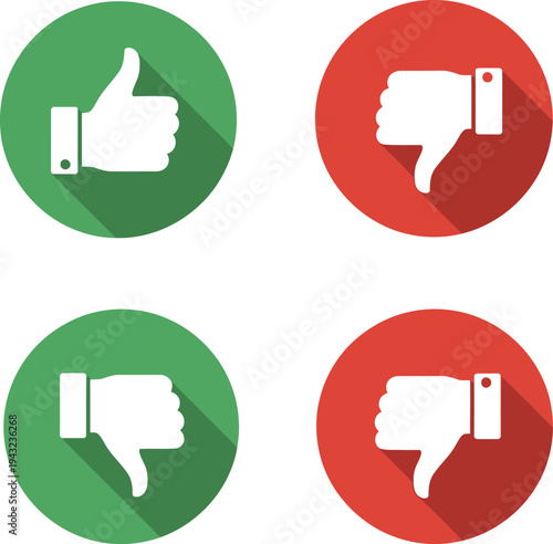 Thumbs up and thumbs down icons in green and red circles