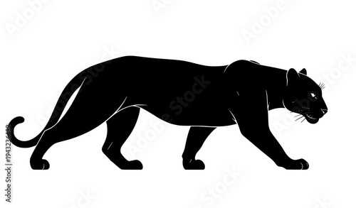 Stealthy Black Panther Silhouette Vector Icon Wildlife Poster Illustration