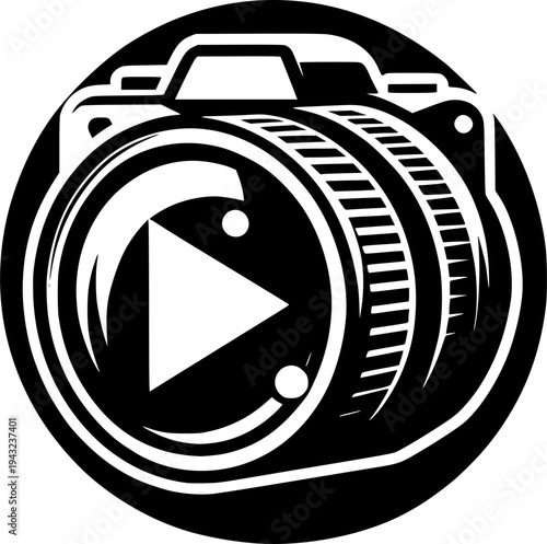 Camera Icon - Capture the Moment: A sleek camera icon with a play button overlay, symbolizes recording and photography.
