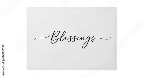 Elegant script word 'Blessings' on a clean white background