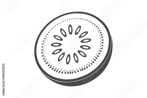 Graphic Guava Slice Silhouette - Black and White Stylized Tropical Fruit Art for Modern Brand Identity