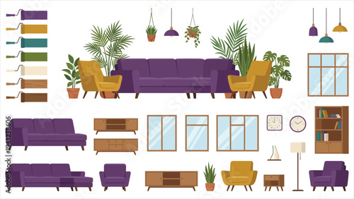 Modern Living Room Interior Design & Furniture Creation Kit