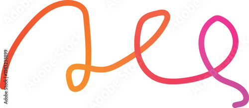 A colorful pixelated logo or signature with orange and pink hues