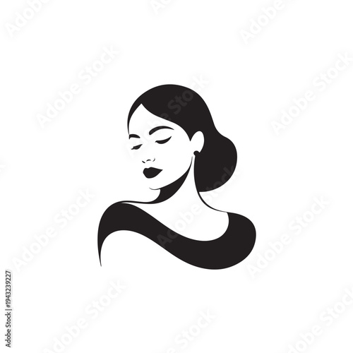 Black silhouette of a woman with closed eyes and parted lips