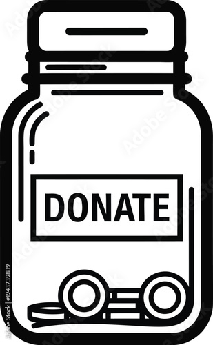 Donate jar with coins, charity concept