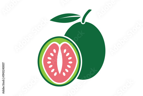 Monochrome Geometric Orange Fruit Icon with Leaf Detail and Segmented Slice Design