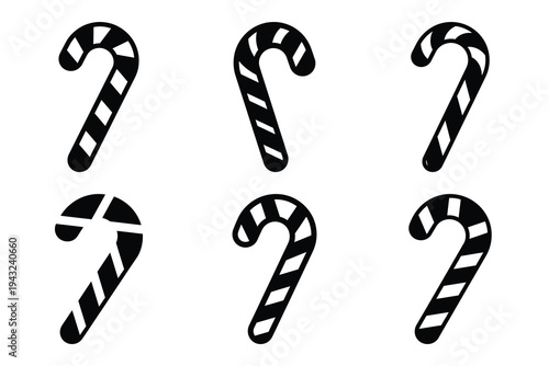 set of christmas candy cane icon elements collection.