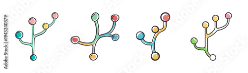 Abstract branching diagrams representing Git branches and version control concepts