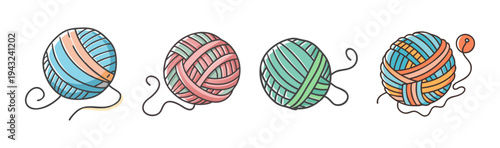 Colorful balls of yarn and knitting needles for crafting and hobbies