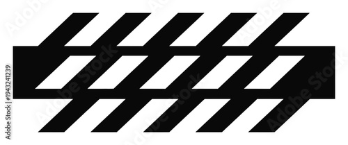 Abstract Black and White Diagonal Stripe Pattern with Horizontal Bar