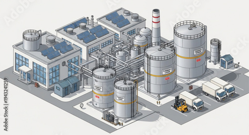 Industrial Plant Facility with Tanks and Equipment.