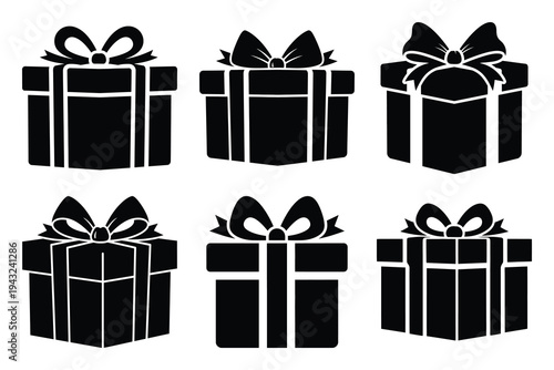 set of christmas gift box icon elements collection.