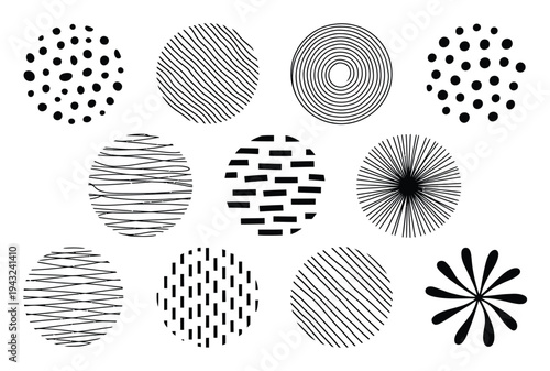 Collection of Abstract Black and White Circular