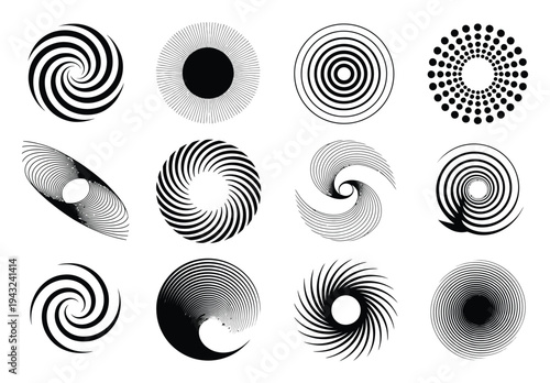 Collection of Abstract Swirls, Spirals, and Circular Patterns