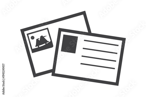 Black and White Vector Illustration Set of Retro Travel Elements for Summer Vacation Postcards