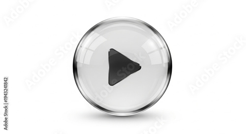 Video Play Button Icon on Transparent Background.