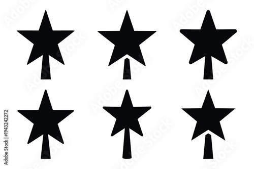 set of christmas tree topper icon elements collection.