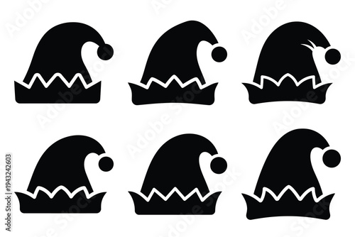 set of elf hat icon elements collection.