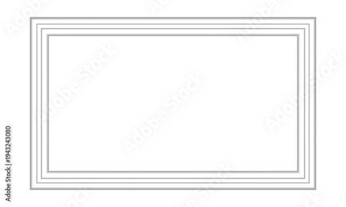 Blank wooden window, door, photo or picture frame with white molding baseboard interior exterior wall design on transparent PNG background for gallery wall mockup realistic rectangle display
