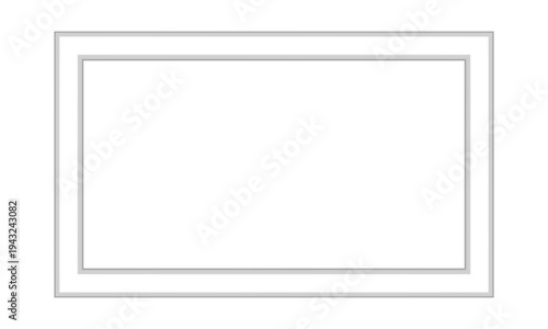 Blank wooden window, door, photo, picture frame with off white molding baseboard interior exterior wall design on transparent PNG background for gallery wall mockup realistic rectangle display