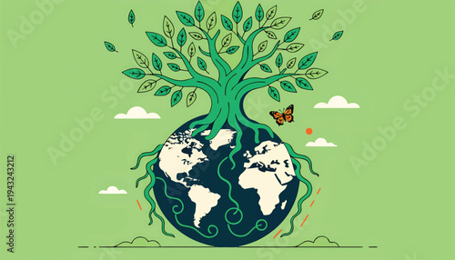 International Mother Earth Day Tree Globe Sustainability.eps