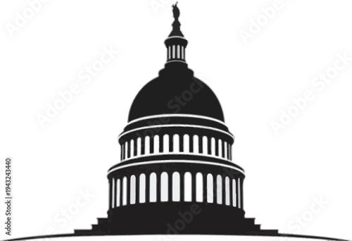 Silhouette of the United States Capitol building dome with columns and stairs Keywords: US Capitol, Capitol building