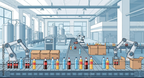 Industrial Robots in Factory Production.