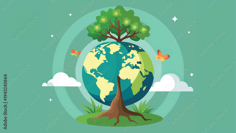 Naklejka premium International Mother Earth Day Tree Globe Ecology.eps