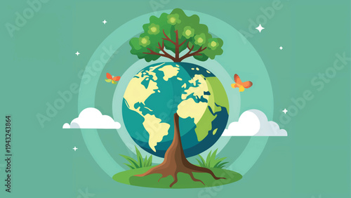 International Mother Earth Day Tree Globe Ecology.eps