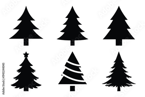 set of mini christmas tree icon elements collection.