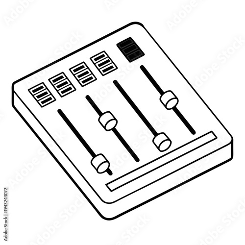 Compact audio mixer controller with multiple sliders buttons and master fader for dj music production and recording studio setup