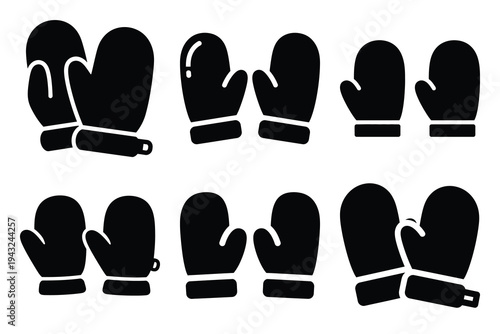 set of pair of mittens icon elements collection.