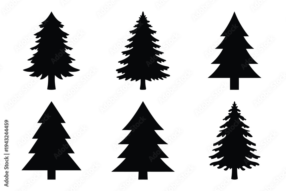 Obraz premium set of pine tree icon elements collection.
