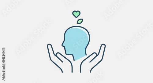Minimalist Illustration of Human Head with Heart Symbol.