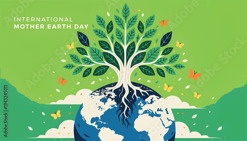 International Mother Earth Day Eco Harmony Tree Planet.eps