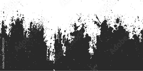 Abstract black ink splatter grunge border with distressed texture and paint drops on white background vector illustration graphic design